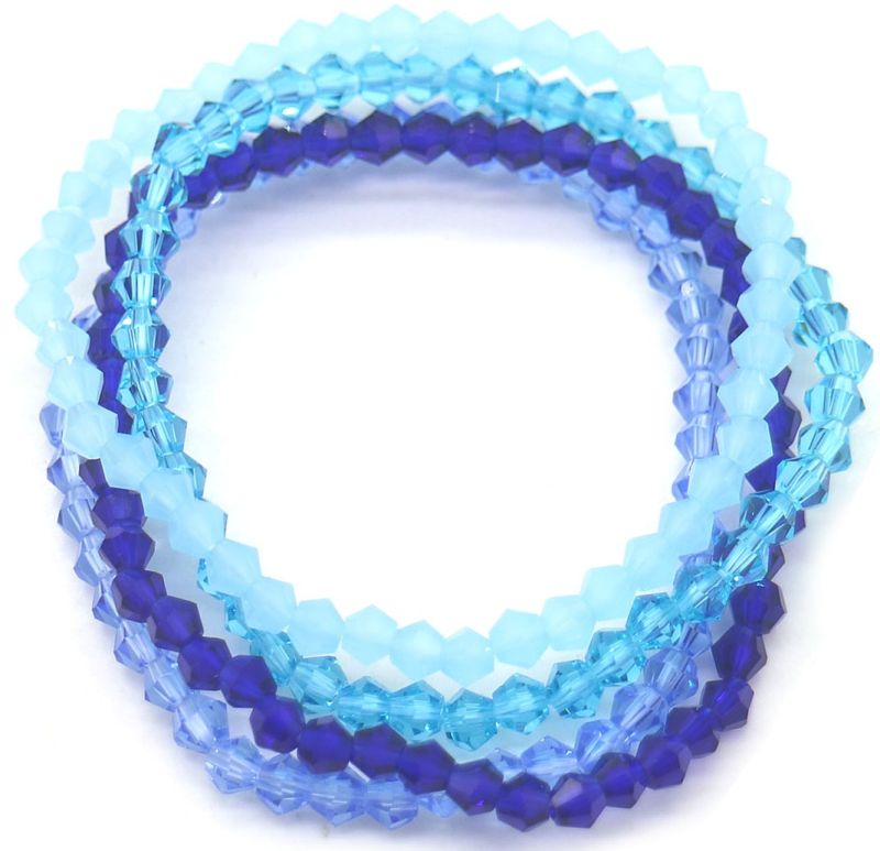 4 kristalkraal armbanden in blauw