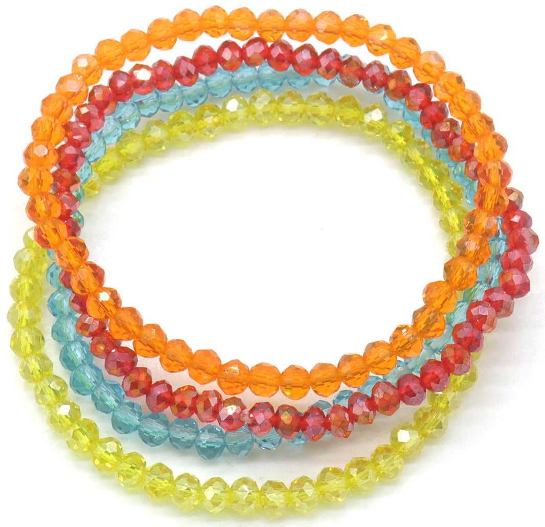 4 kristalkraal armbanden oranje_rood_blauw en geel