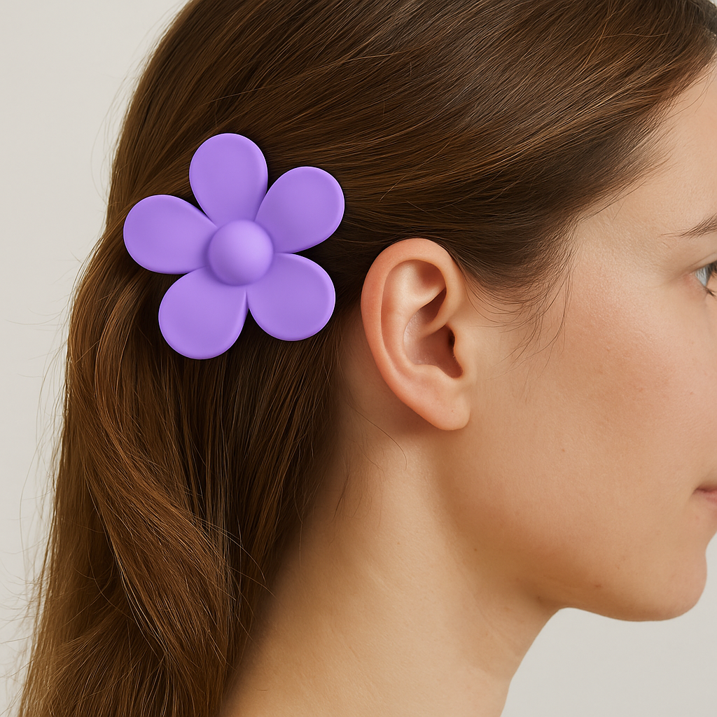 Paarse bloem haarklem