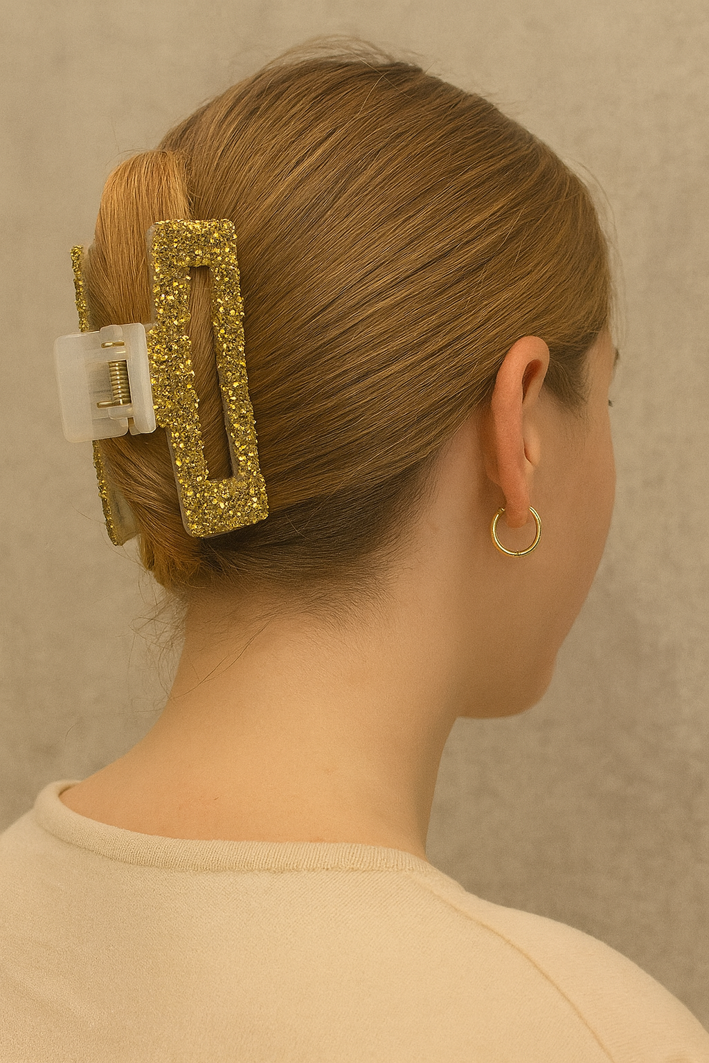 Goudkleurige glitter haarklem3