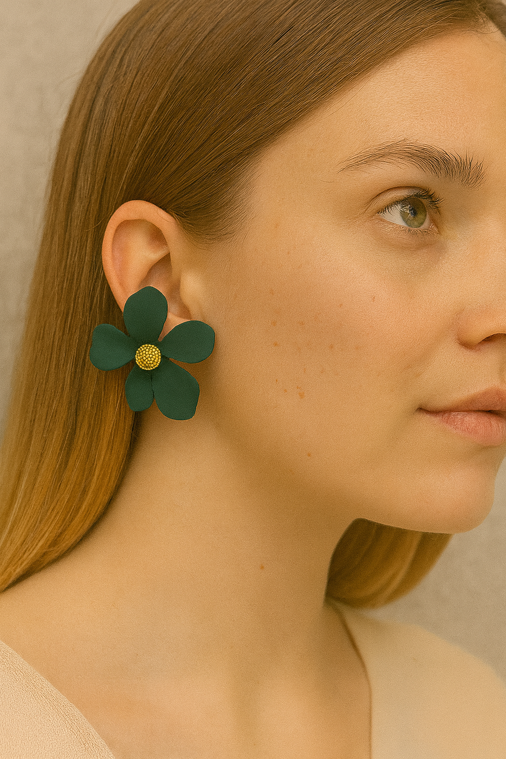 Groene bloem oorbellen2