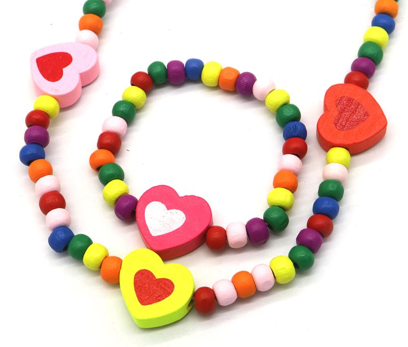 Houten juwelen hart set voor kinderen1