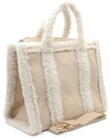 Beige handtas met imitatiebont