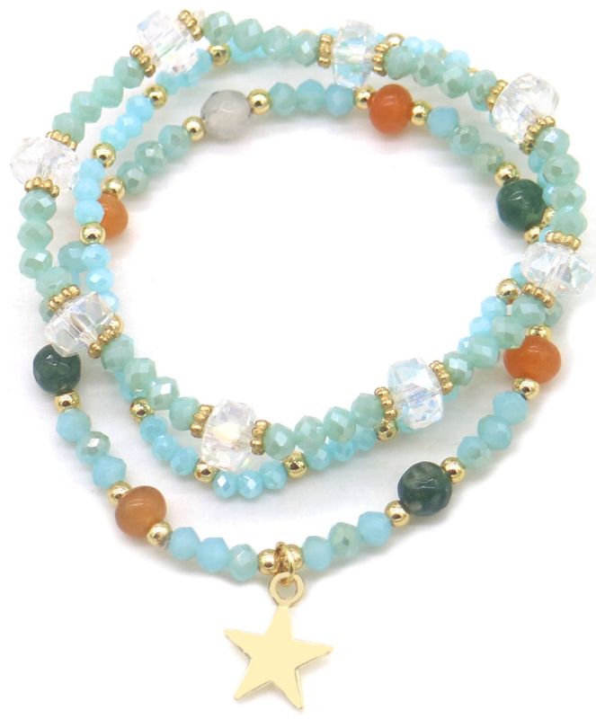 Set van 3 blauwe armbanden met ster