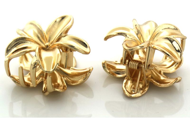 Set van 3 gouden hawaii bloem haarklemmen1