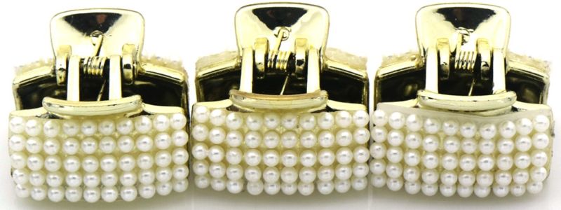 Set van 3 haarklemmen met witte pareltjes1