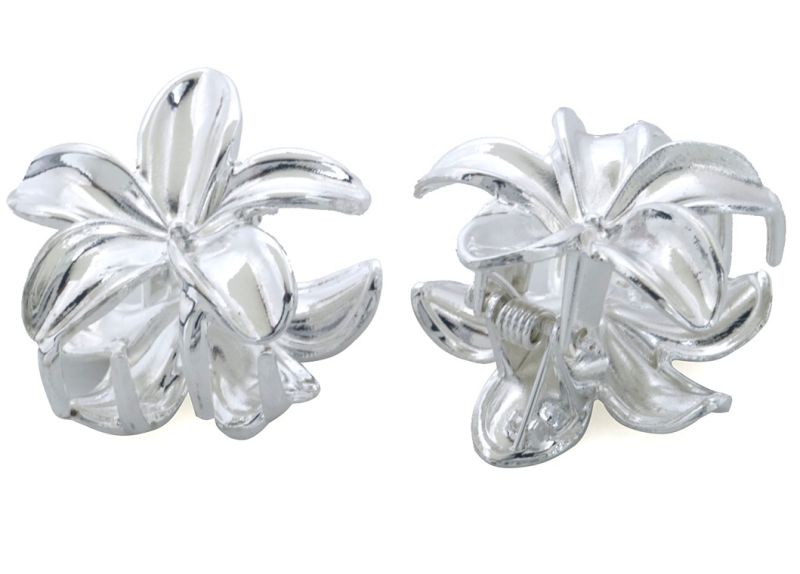 Set van 3 zilvere hawaii bloem haarklemmen1