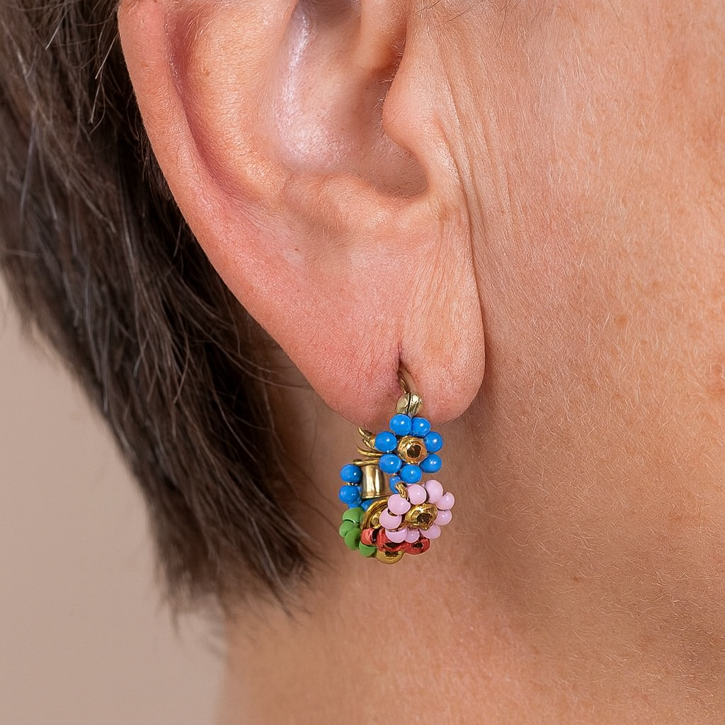 Stainless steel goudkleurige bloemenkralen creolen