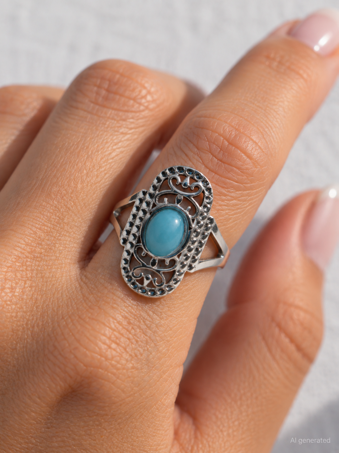 Zilverkleurige stainlees steel ring met blauwe steen(18mm)