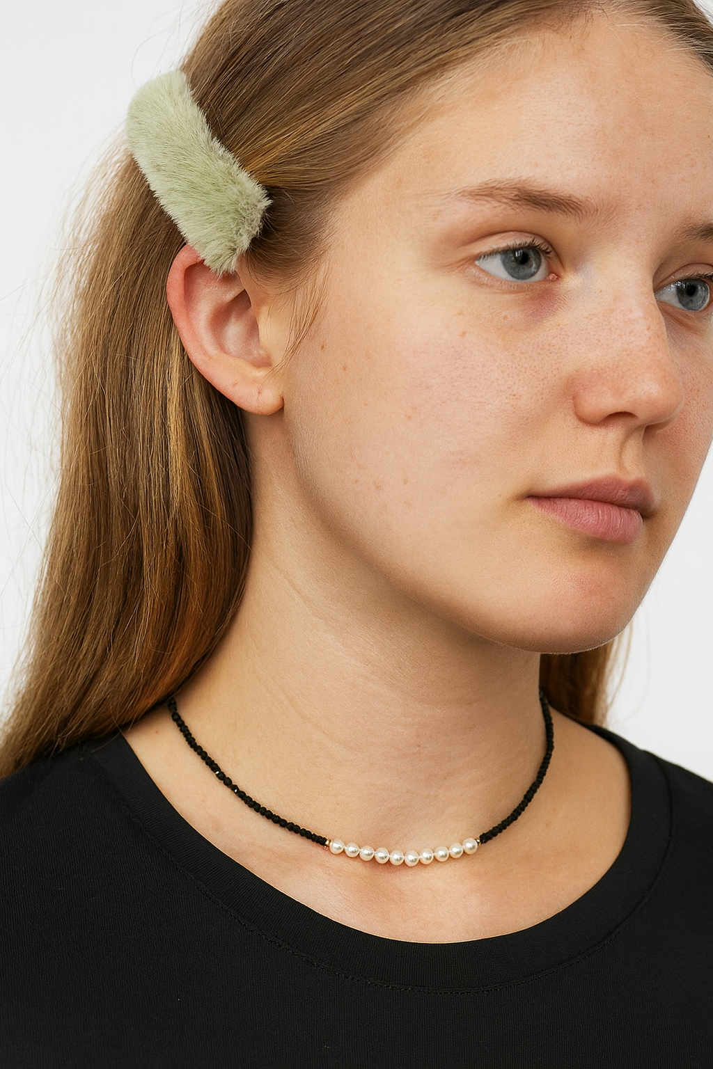 Zwarte glaskralen met parels2