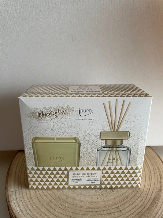 Essentials diffuser 50ml + kaars 125g time to glow