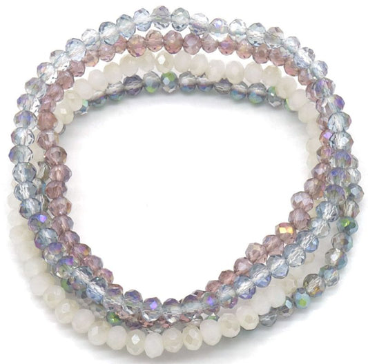 4 kristalkraal armbanden grijs_roos wit en doorschijnend wit