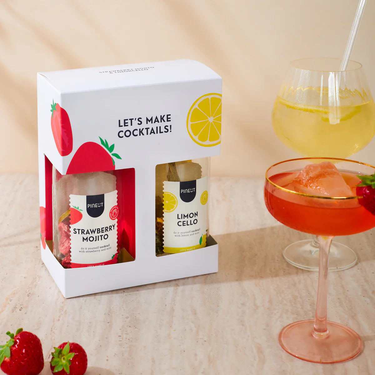 Pineut Coctail Aardbei Cadeaupakket Mojito & Limoncello