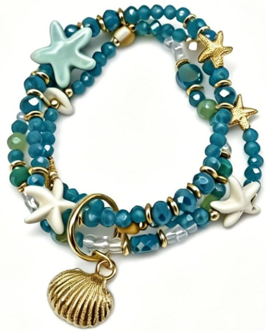 Blauweglaskralenarmbandenset