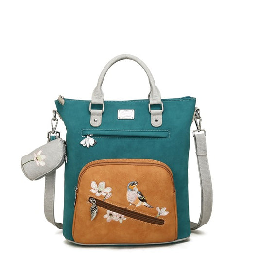 Chit-Chat petrol en oranje hand-/schoudertas