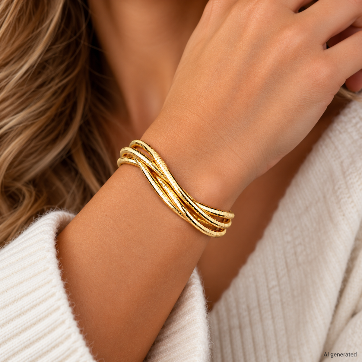 Flexibele goudkleurige slang ketting