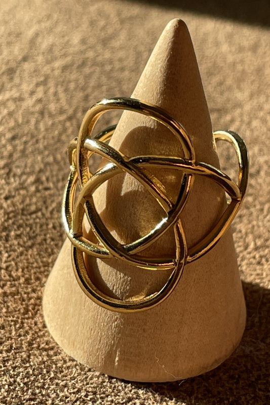 Goudkleurige keltische knoopring2 (roestvrijstaal)