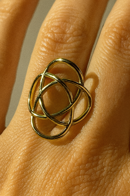 Goudkleurige keltische knoopring2 (roestvrijstaal)