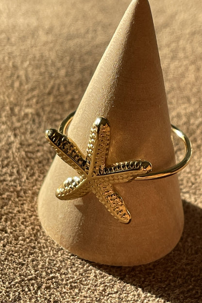 Goudkleurige kleine zeester ring (roestvrij staal)8