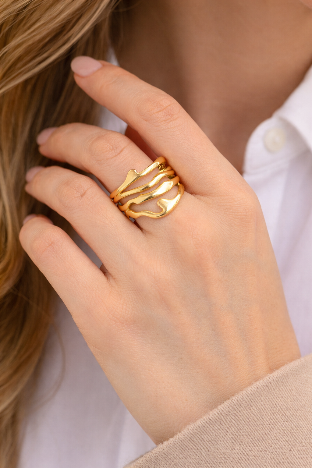 Goudkleurige ring (stainless steel)