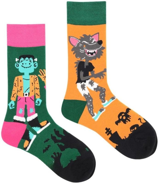 Halloween wolf en frankenstein sokken