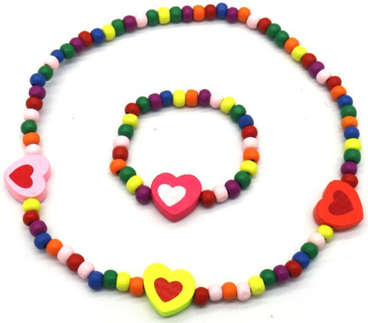 Houten juwelen hart set voor kinderen