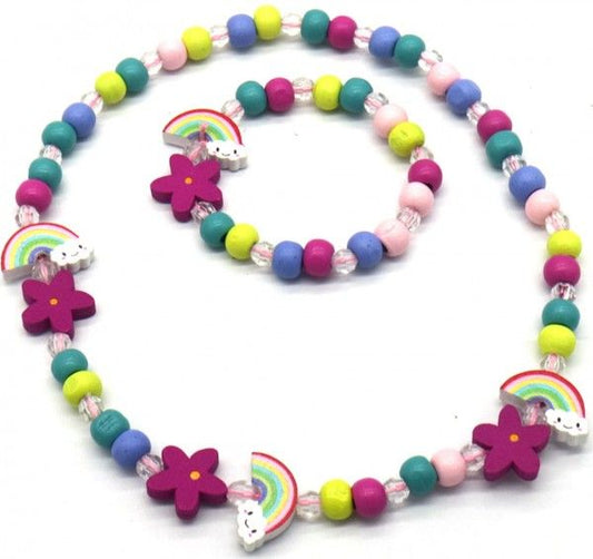 Houten juwelen regenboog set voor kinderen