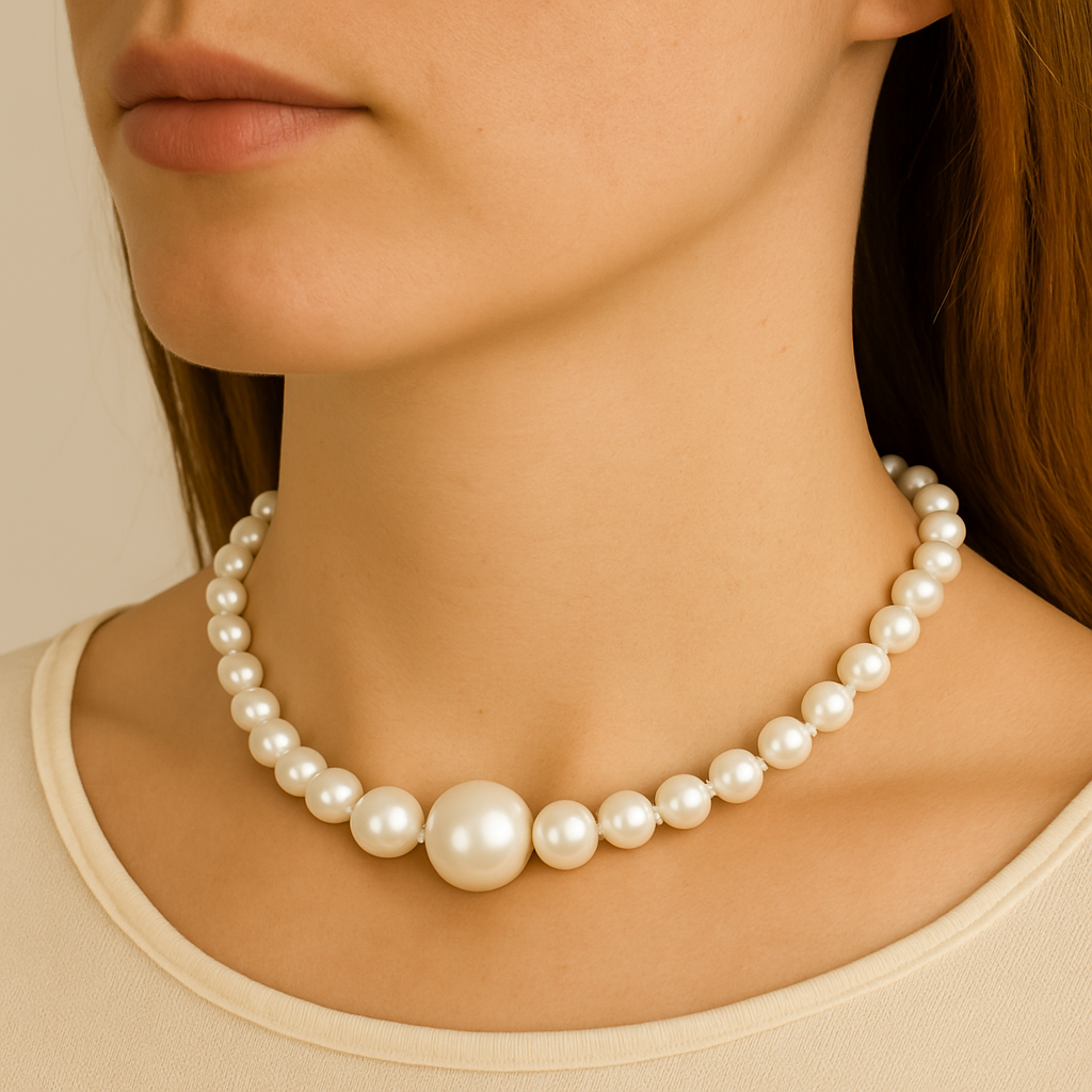 Ketting met witte parels en extra grote parels