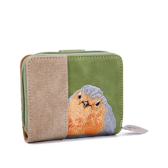 Kleine Ekster groen en beige portemonnee2