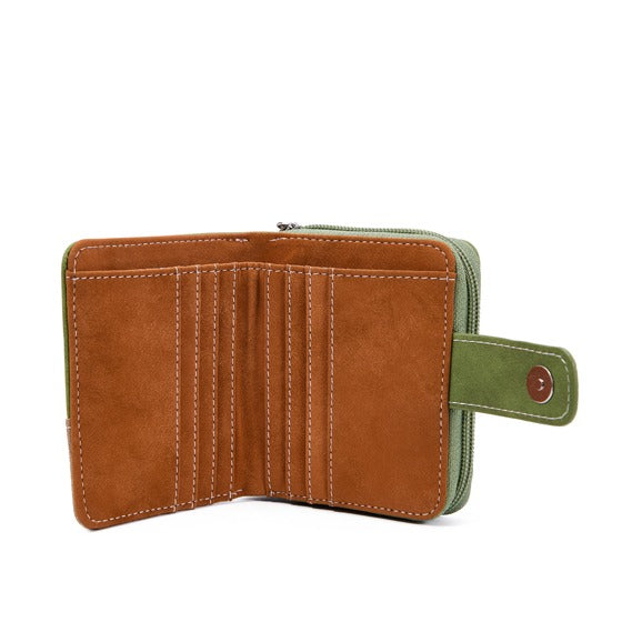 Kleine Ekster groen en beige portemonnee4