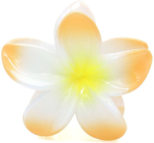 Oranje met witte hawaii bloem haarklem