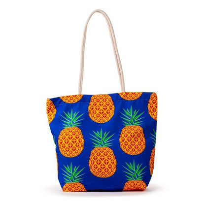 Pineapple Print Canvas Strandtas