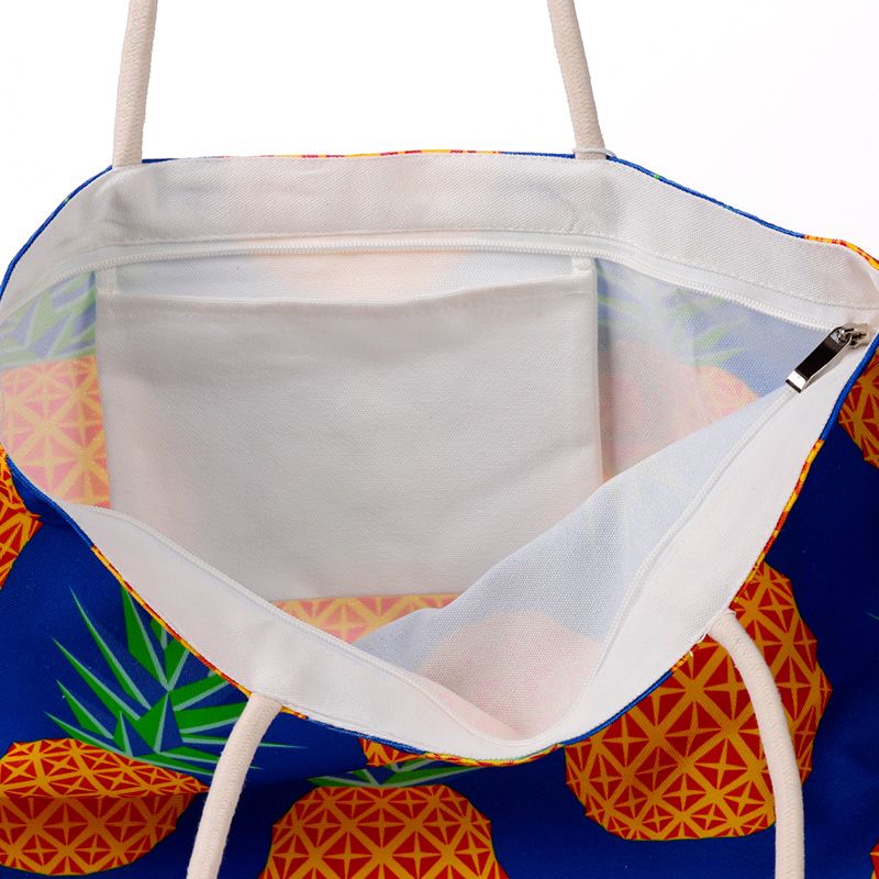 Pineapple Print Canvas Strandtas