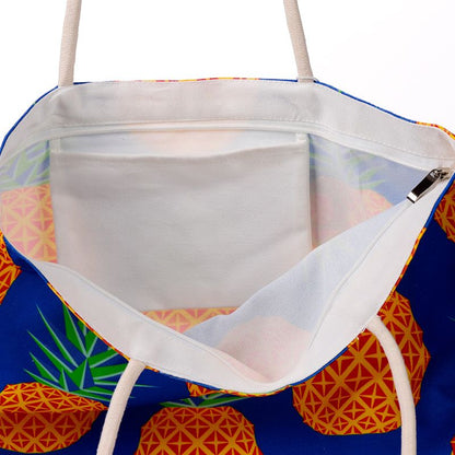 Pineapple Print Canvas Strandtas