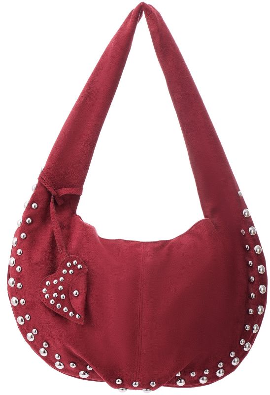 Rodesuedelookhandtasmetstuds