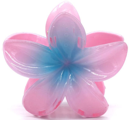Roze met blauw hawaii bloem haarklem