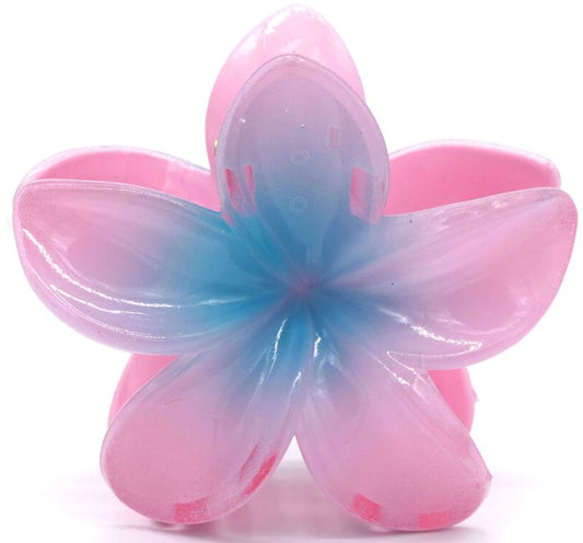 Roze met blauw hawaii bloem haarklem