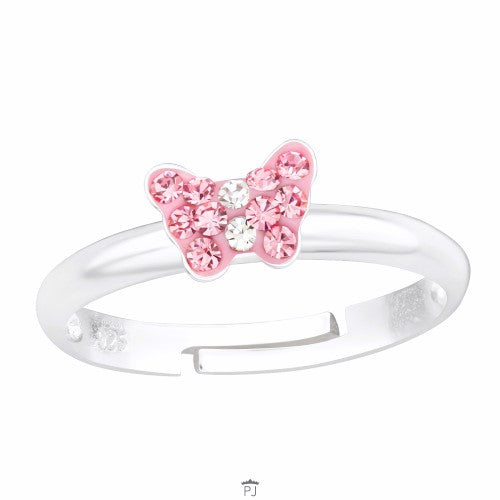 Roze vlinder ring