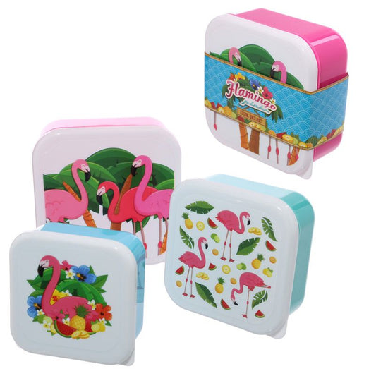 Set 3st Lunchbox S/M/L -Tropische Flamingo