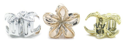Set van 3 hawaii bloem haarklemmen brons, zilver en goud1