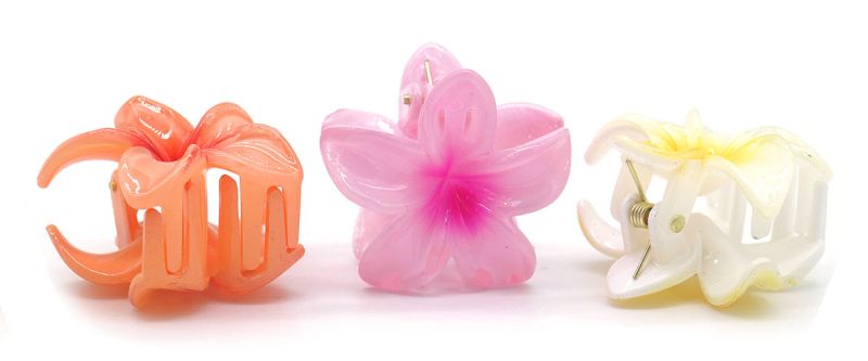 Set van 3 kleine hawaii bloem en haarklemmen_roos_oranje en geel2