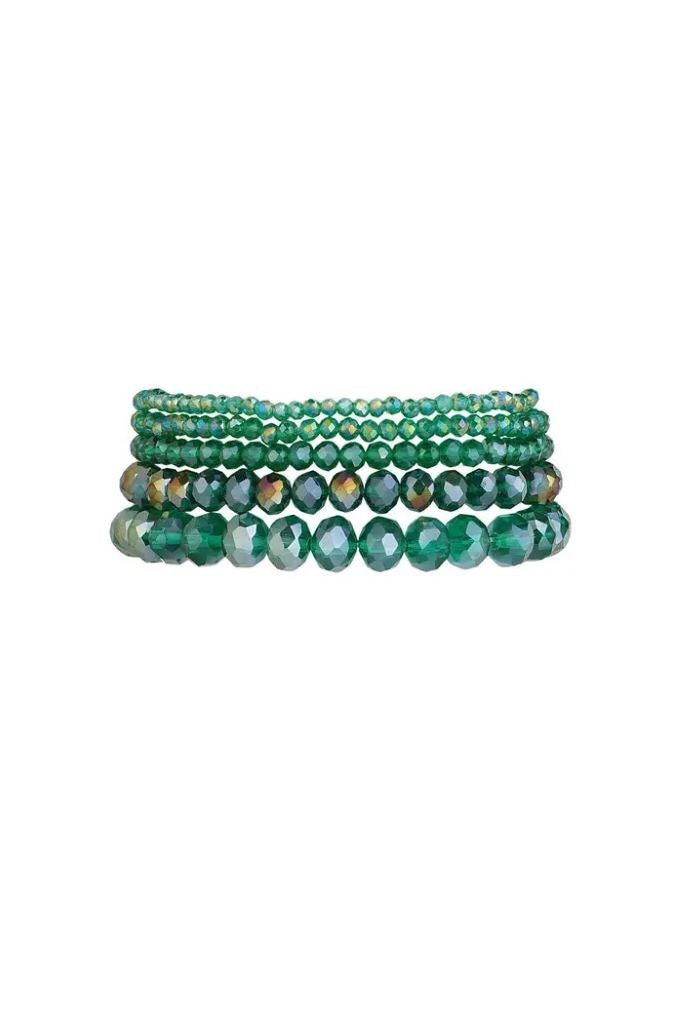 Set van 5 kristal armbanden groen,pauwgroen