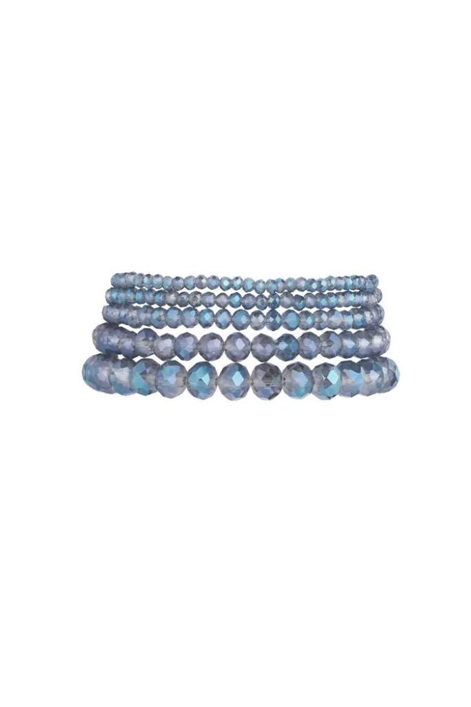 Set van 5 kristal armbanden oceaan , marineblauw