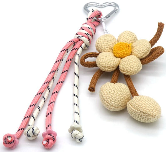 Sleutelhanger voor aan handtas met bloem