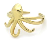 Stainless steel goudkleurige octopus ring