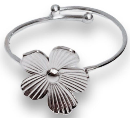 Stainless steel zilverkleurige bloem ring