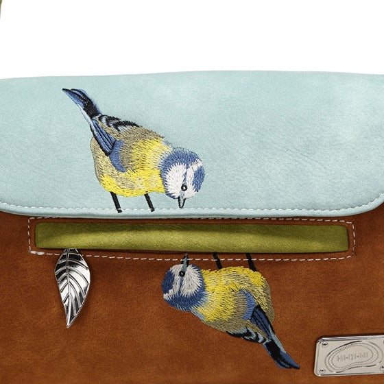 Twiggle cognac en licht blauwe schoudertas/clutch5