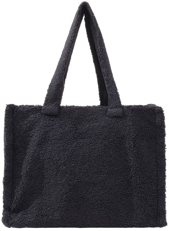 Zwarte teddy shopper tas