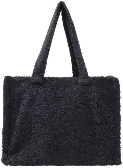 Zwarte teddy shopper tas