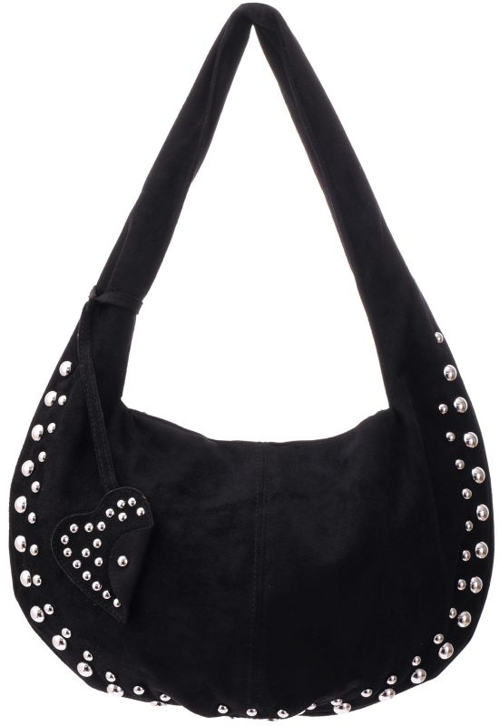 Zwartesuedelookhandtasmetstuds